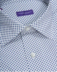 Patrick Hellmann Collection White Shirt With Small Navy Blue Drops Pattern thumbnail 1